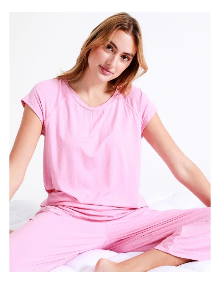Chloe & Lola Bamboo Short Sleeve PJ Top In Pink 1 Chloe & Lola Bamboo Short Sleeve PJ Top In Pink