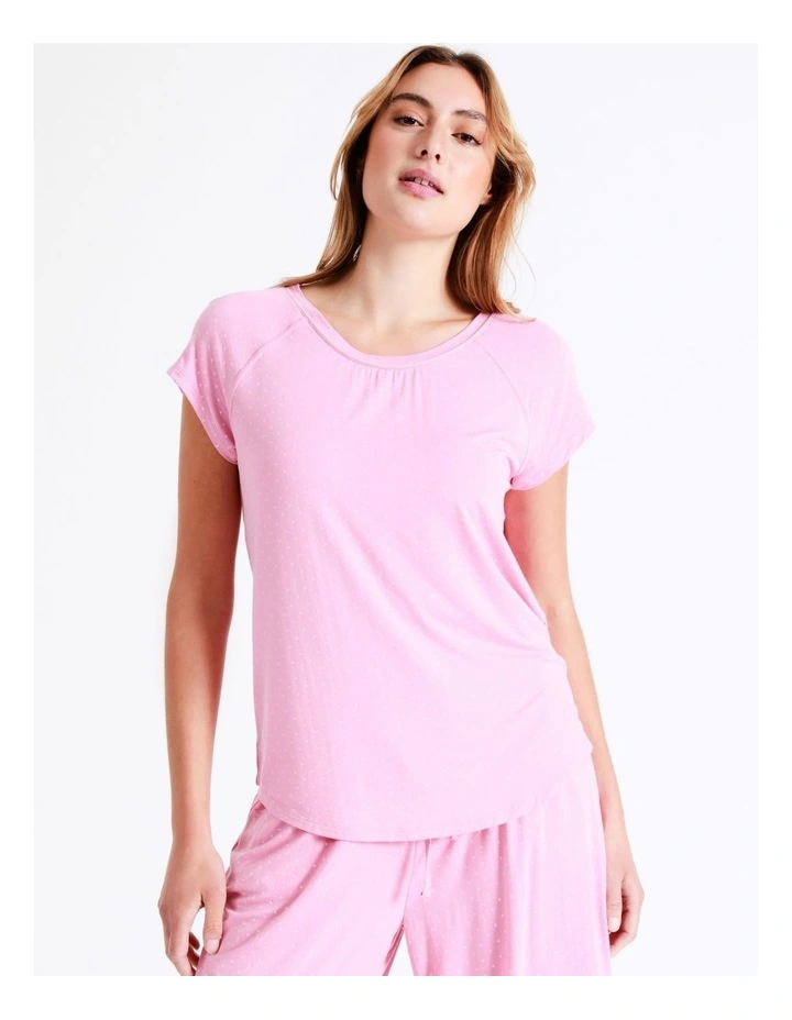 Chloe & Lola Bamboo Short Sleeve PJ Top In Pink 3 Chloe & Lola Bamboo Short Sleeve PJ Top In Pink - Image 3