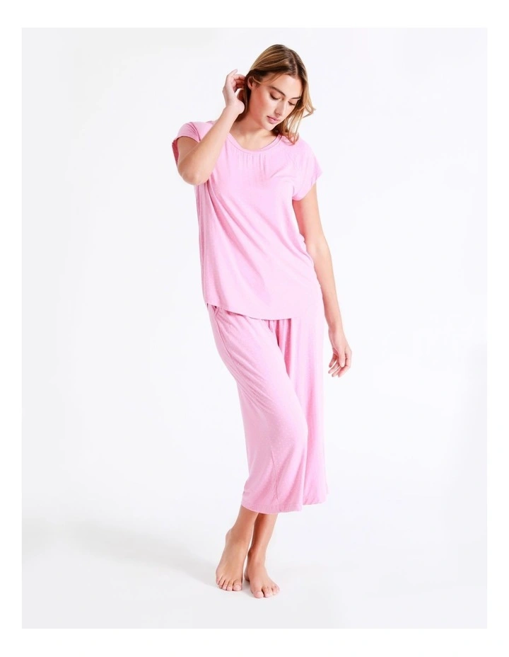 Chloe & Lola Bamboo Short Sleeve PJ Top In Pink 4 Chloe & Lola Bamboo Short Sleeve PJ Top In Pink - Image 4