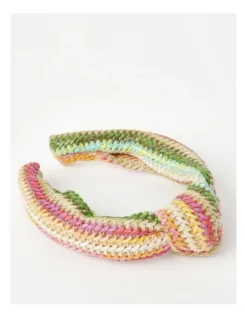 Woven Stripe Knot Headband In Multi