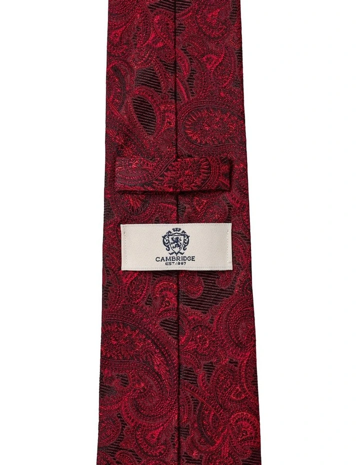 Cambridge Tonal Paisley Silk Tie In Wine 2 Cambridge Tonal Paisley Silk Tie In Wine - Image 2