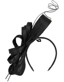 Side Bow With Loops And Stix Fascinator In Black