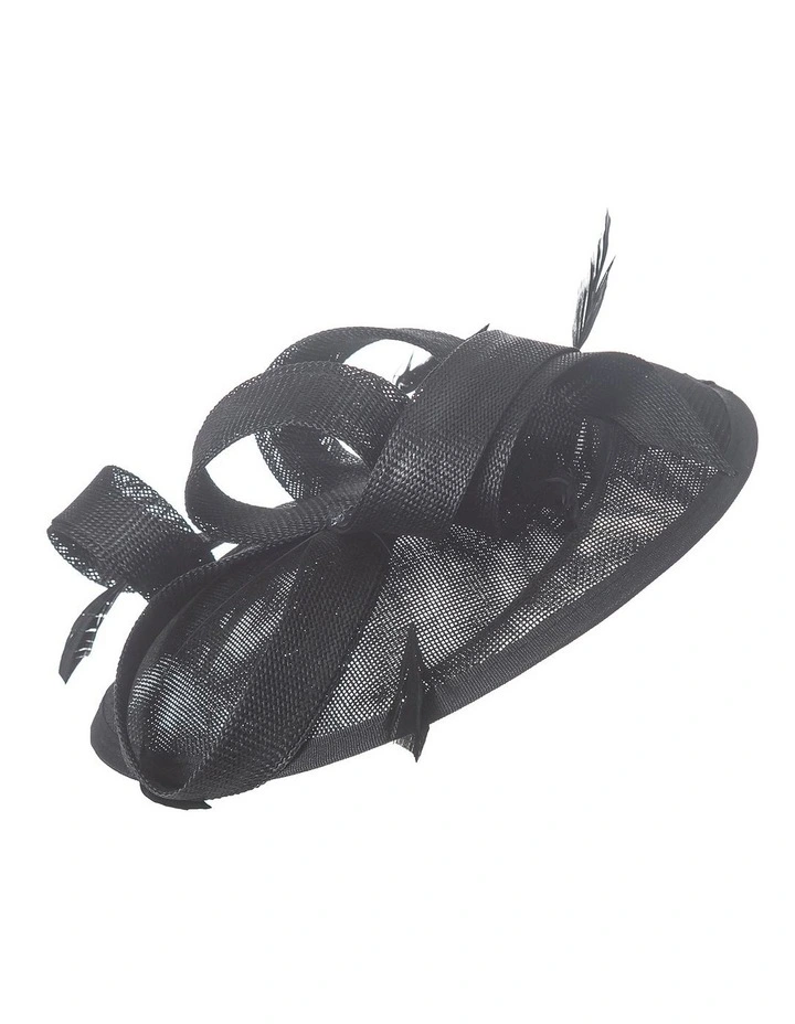 Larger Sinamay Disc With Netting Fascinator In Black 1 Larger Sinamay Disc With Netting Fascinator In Black