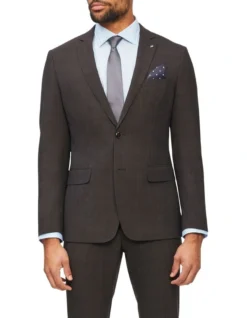 Van Heusen Slim Prince Of Wales Check Suit Jacket In Brown