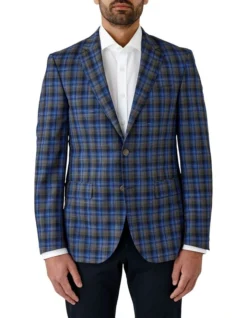 Cambridge Hawthorn Modern Fit Sports Jacket In Khaki/Blue