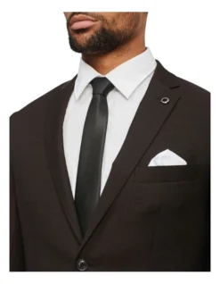 Tailored Textured Suit Jacket In Chocolate -Myer Clothing Shop 930295180 3 720x928