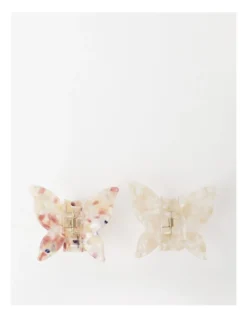 Butterfly Claw Clips 2 Pack In White