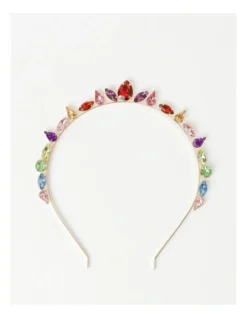 Embellished Jewel Crown Headband In Multi