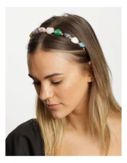Coloured Stone Headband In Multi