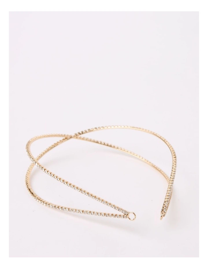 Diamante Crossover Headband In Gold 4 Diamante Crossover Headband In Gold - Image 4