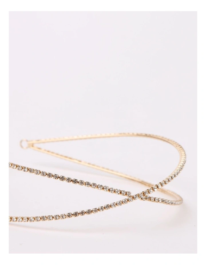 Diamante Crossover Headband In Gold 5 Diamante Crossover Headband In Gold - Image 5