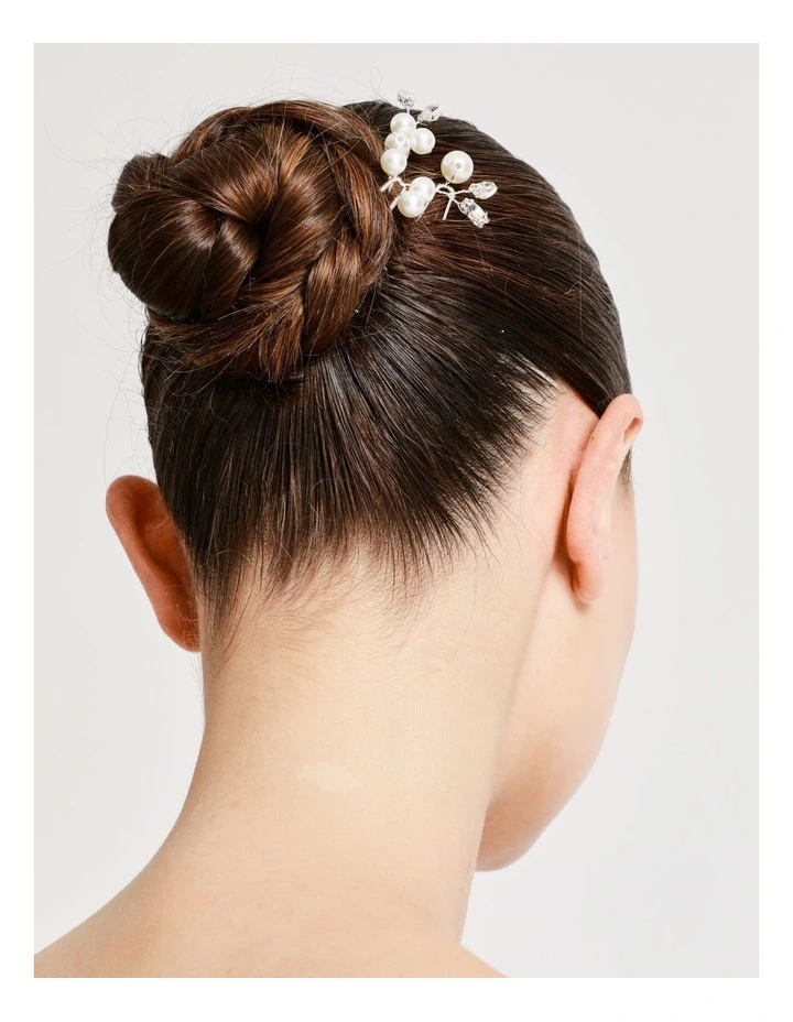 Diamante And Faux Pearl Hair Pin In Silver 2 Diamante And Faux Pearl Hair Pin In Silver - Image 2