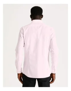 Slim Long Sleeve Houndstooth Shirt In Pink -Myer Clothing Shop 930647170 5 720x928