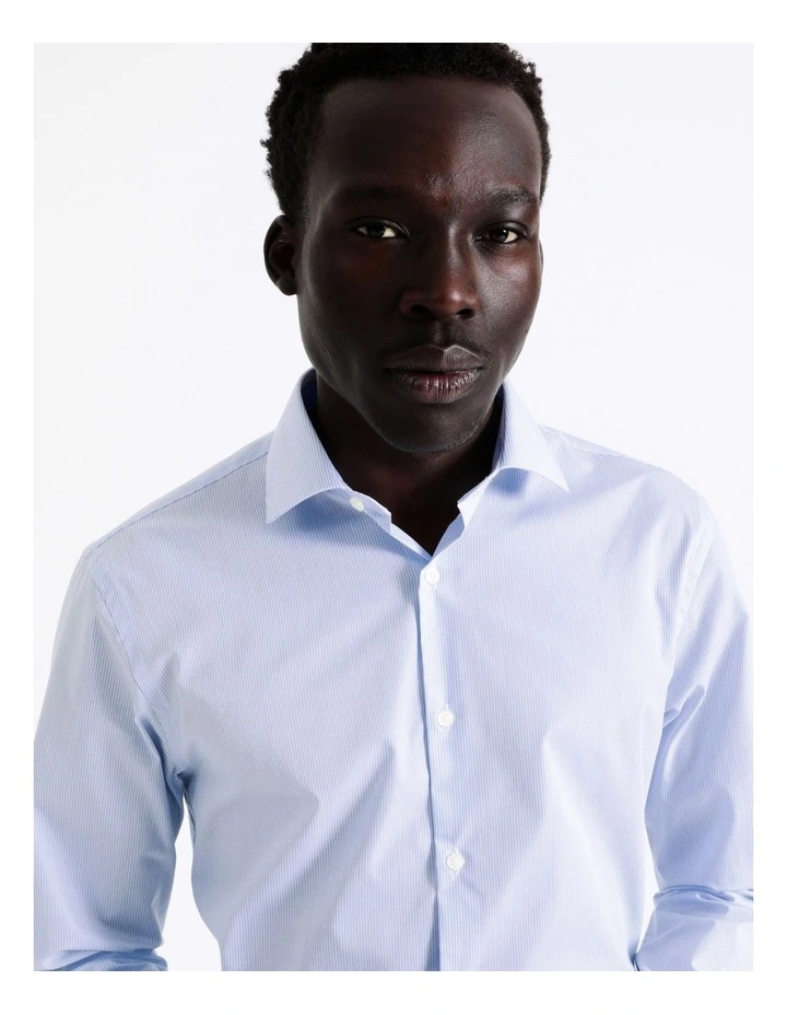 Tailored Long Sleeve Mini Stripe Shirt In Sky 2 Tailored Long Sleeve Mini Stripe Shirt In Sky - Image 2