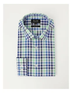 Slim Long Sleeve 3 Colour Check Shirt In Green -Myer Clothing Shop 930648610 6 720x928