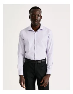 Slim Long Sleeve 2 Colour Mini Check Shirt In Purple