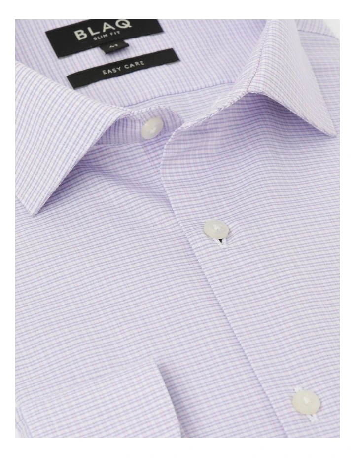 Slim Long Sleeve 2 Colour Mini Check Shirt In Purple 7 Slim Long Sleeve 2 Colour Mini Check Shirt In Purple - Image 7
