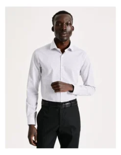 Tailored Long Sleeve 2 Colour Circle Print Shirt In Red