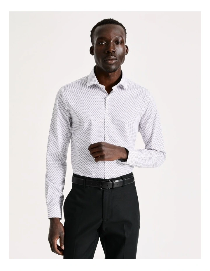 Tailored Long Sleeve 2 Colour Circle Print Shirt In Red 1 Tailored Long Sleeve 2 Colour Circle Print Shirt In Red