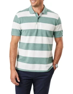 Bold Stripe Polo In Green