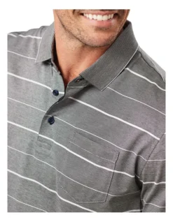 Mercerised Stripe Polo In Grey -Myer Clothing Shop 930700990 3 720x928