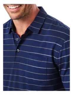 Smart Jacquard Stripe Polo In Navy -Myer Clothing Shop 930701260 3 720x928