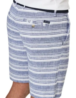 Cotton Linen Stripe Short In Blue 8 Cotton Linen Stripe Short In Blue -Myer Clothing Shop 930766060 4 720x928