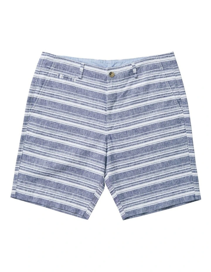 Cotton Linen Stripe Short In Blue 5 Cotton Linen Stripe Short In Blue - Image 5