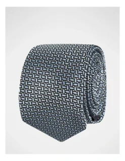 Geo Silk Tie In Blue