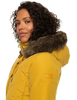 Roxy Ellie Longline Hooded Jacket In Yellow -Myer Clothing Shop 931799350 4 720x928