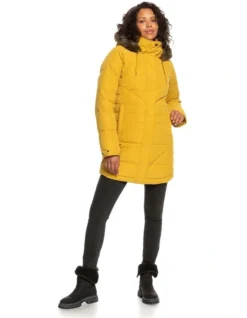 Roxy Ellie Longline Hooded Jacket In Yellow -Myer Clothing Shop 931799350 5 720x928