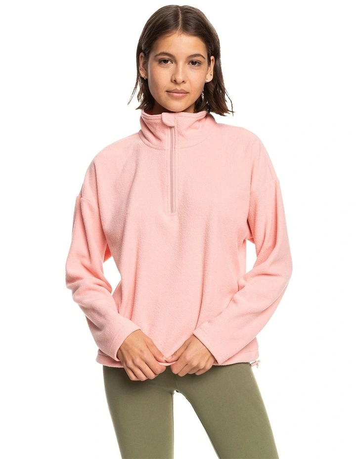 Roxy Feel It Too Half Zip Fleece In Pink 1 Roxy Feel It Too Half Zip Fleece In Pink