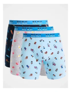 Fashion Long Leg Trunks Beach Holiday 3 Pack In Assorted