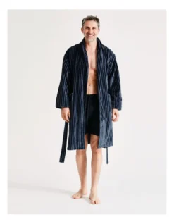 Stripe Shawl Robe In Marine Navy -Myer Clothing Shop 932971960 5 720x928