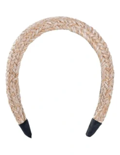 Woven Flat Headband In Natural Beige