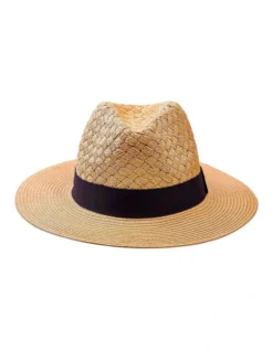 Woven Featured Hood Contrast Band Hat In Natural