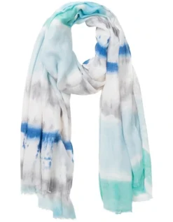 Water Colour Print Scarf In Blue