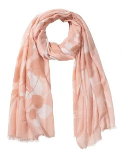 Flower And Leaf Print Scarf In Blush