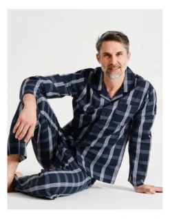 Long Sleeve Poplin Softwash PJ Set In Classic Check Navy