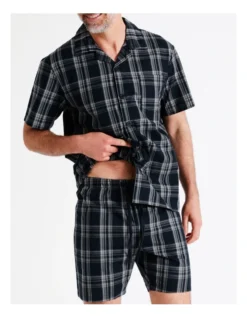 Short Sleeve Softwash Poplin PJ Set In Beach Check -Myer Clothing Shop 934046920 3 720x928