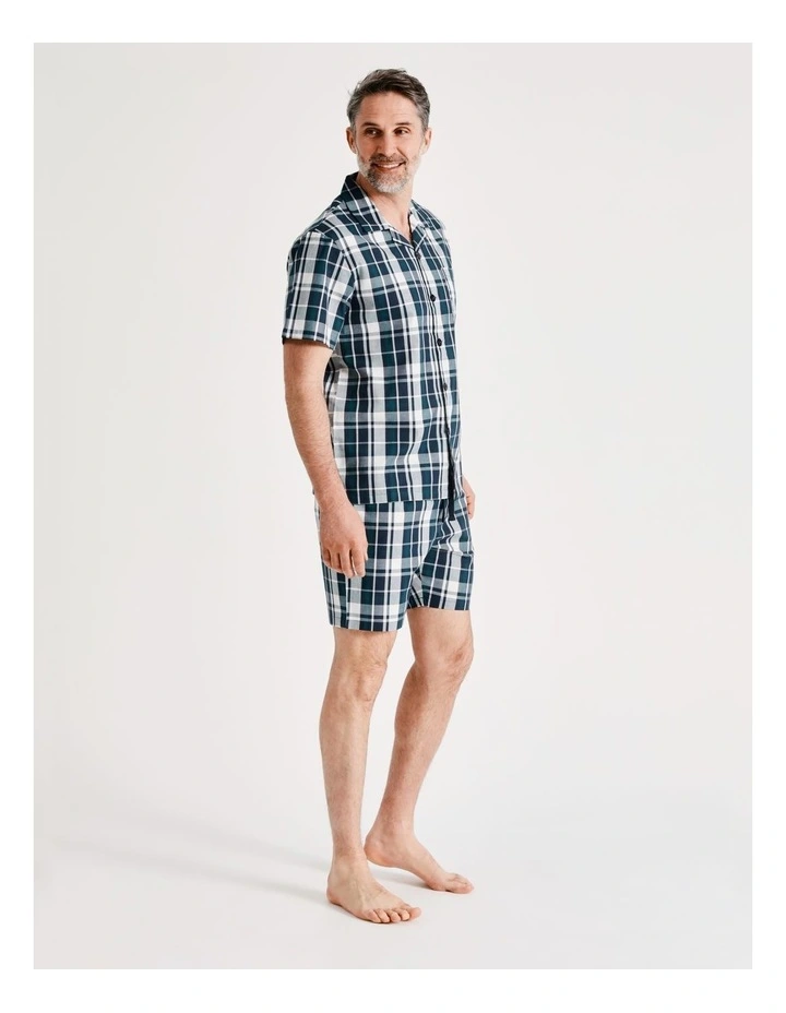 Short Sleeve Softwash Poplin PJ Set Summer Check In Navy 1 Short Sleeve Softwash Poplin PJ Set Summer Check In Navy