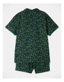 Short Sleeve Softwash Poplin PJ Set In Tropical Leaves -Myer Clothing Shop 934047280 7 720x928