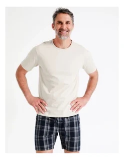 Short Sleeve Soft Wash Tee & Short Set In Beach Check