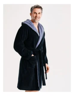 Hooded Robe In Navy