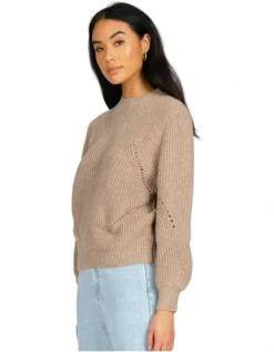 Rusty Caspian Crew Neck Knit In Natural -Myer Clothing Shop 934057810 3 720x928