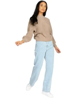 Rusty Caspian Crew Neck Knit In Natural -Myer Clothing Shop 934057810 6 720x928