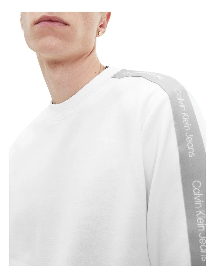 Calvin Klein Jeans Contrast Tape Crew Neck In Bright White 2 Calvin Klein Jeans Contrast Tape Crew Neck In Bright White - Image 2
