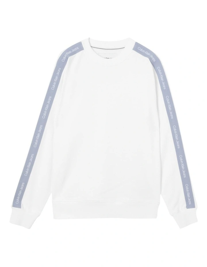 Calvin Klein Jeans Contrast Tape Crew Neck In Bright White 5 Calvin Klein Jeans Contrast Tape Crew Neck In Bright White - Image 5
