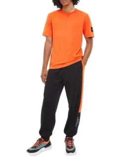 Calvin Klein Jeans Monologo Sleeve Badge Tee In Coral Orange -Myer Clothing Shop 934269490 3 720x928