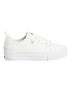 Calvin Klein Recycled Canvas Platform Sneakers In White